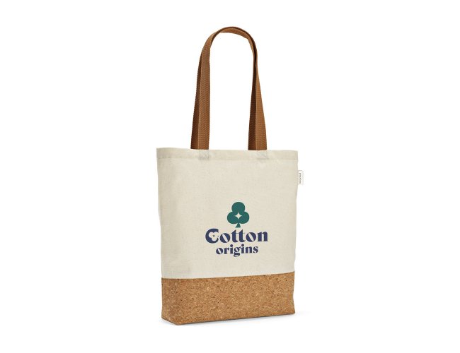 MANAUS. Sacola em 70% algod�o reciclado e 30% poli�ster reciclado (180 g/m�) com fundo em corti�a