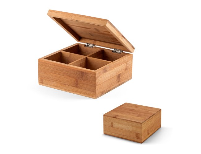 HIBISCUS. Caixa de ch�s em bambu com 4 compartimentos e fecho com �m�